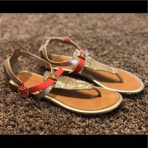 Sperry Top Sider Gold Sparkle & Coral Sandals